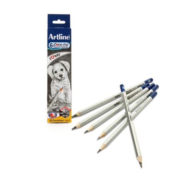 Artline Love Art Ultra Dark Sketch Pencil Set|Lightweight With Comfortable Grip|Pencil Set For Drawing|Shading|Safe Pencils For Children|Set Of 6 Sketch Pencil
