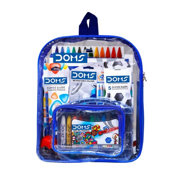 Doms Smart Kit | Comes With Transparent Zipper Bag | Perfect Value Pack | Kit For School Essentials | Gifting Range For Kids Combination of 12 Stationery Items
