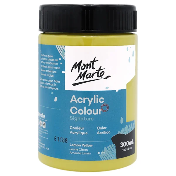 Mont Marte Acrylic Colour Paint Signature 300ml Lemon Yellow