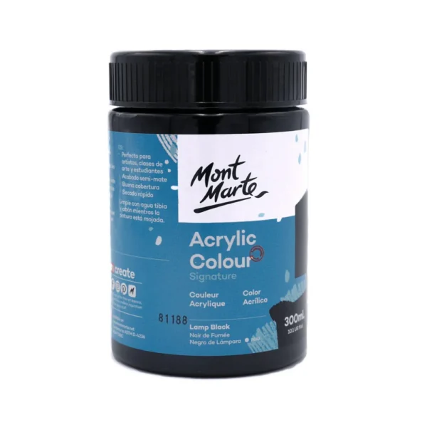 Mont Marte Acrylic Colour Paint Signature 300ml Lamp Black