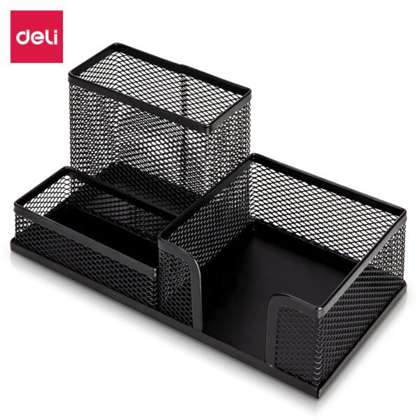 Deli E9175 Mesh Desk Organiser - 3 Compertment (Black) 1 pes