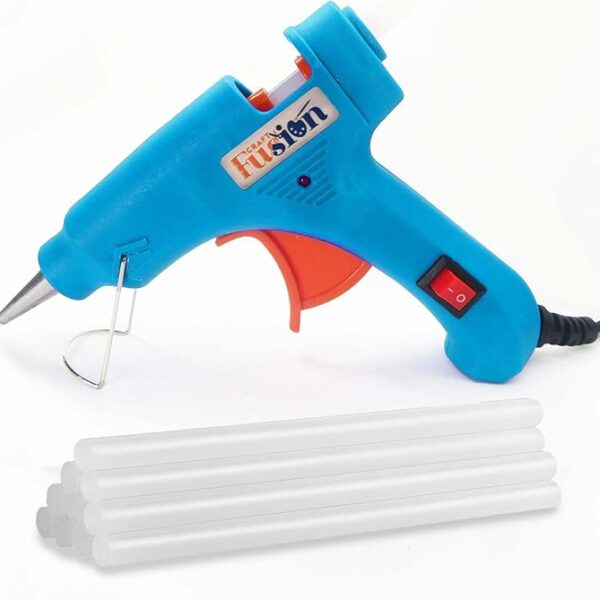 HOT MELT 20W small Glue Gun with ON Off Switch and LED Indicator (NEON Color & Free 5 Transparent Glue Sticks)