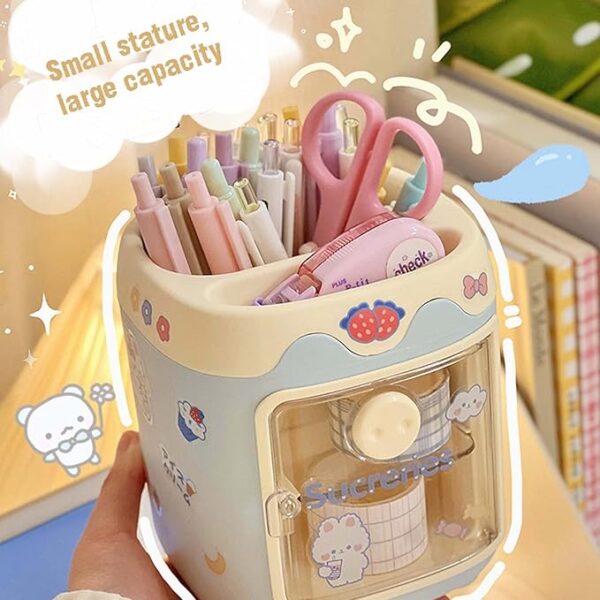 Cartoon cute creative multi-grid pig pen holder girly student office stationery pig nose pen holder drawer pen holder
