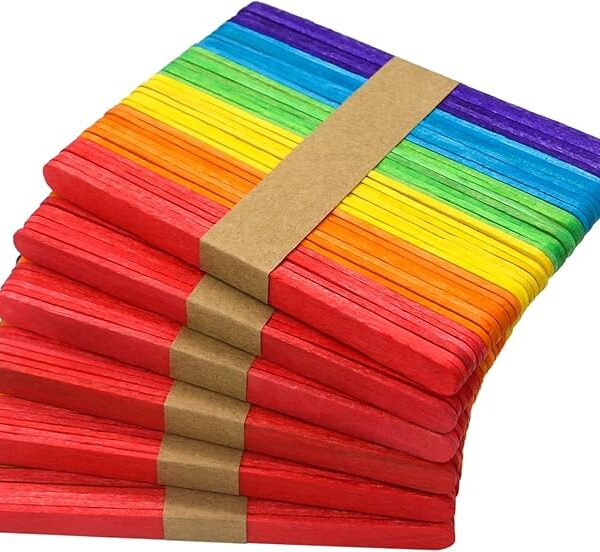 Colored Popsicle Sticks for Crafts, 4.5 Inch Colored Wooden Craft Sticks, Ice Cream Sticks, Rainbow Popsicle Sticks, Great for DIY Craft Creative Designs and Children Education(50Pcs)