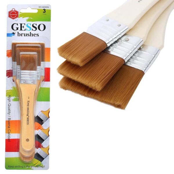Keepsmiling Gesso Brushes Flat 3pc