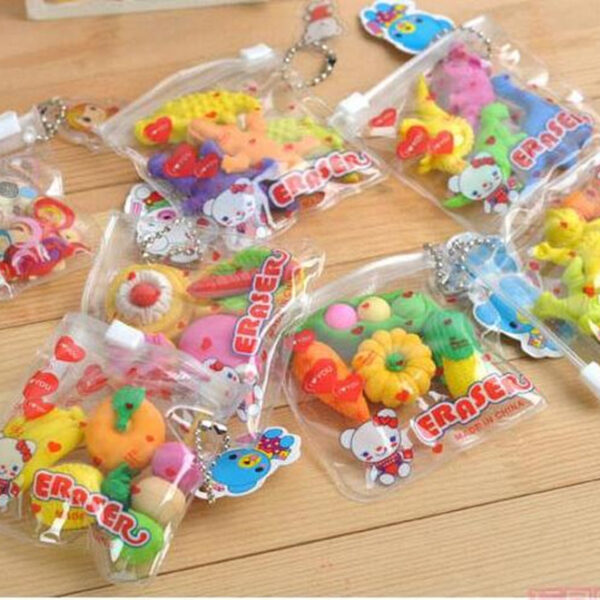 Cute Different Shapes Of Fruits Vegetables Cuisine Shape Rubber Eraser Student Learning Stationery For Child