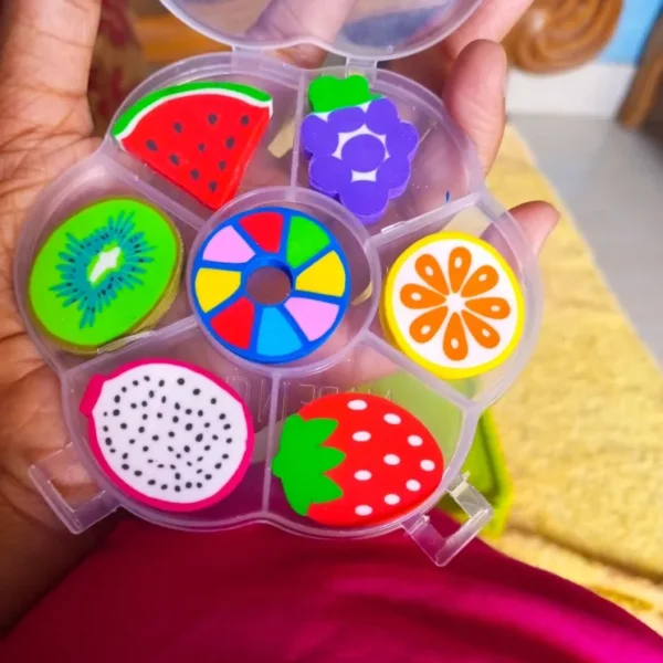 Fruits Shape Erasers - 7pcs box