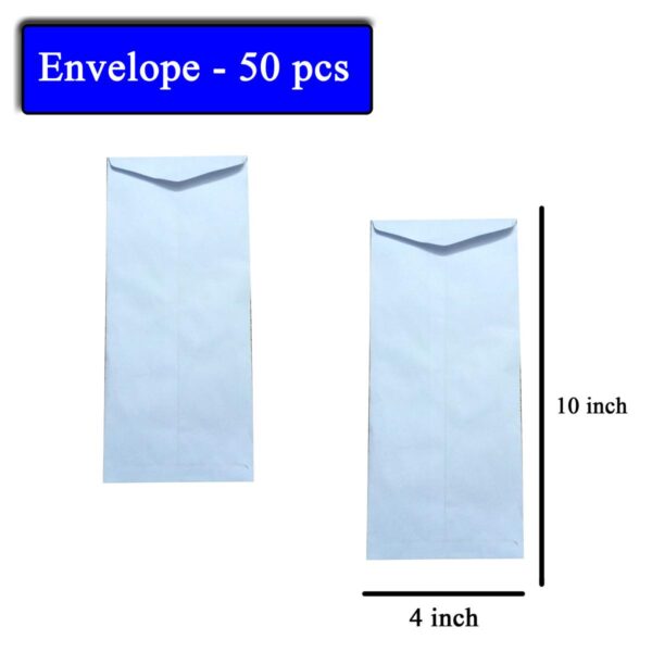 White Paper Envelope- Kham 10 x 4 Inches (50 Pcs)