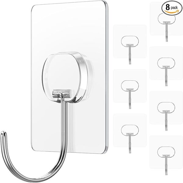 SUPER HOOK Heavy Duty Adhesive, Holds 11 pounds Waterproof and Damage Free for Wall, Tile, Wood, Stone, Glass, Metal, Made of Steel, 4 pcs 1 pekt