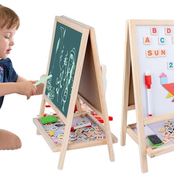 Blackboard Double-Sided Wooden Drawing Board Easel 7.5x10 Inch