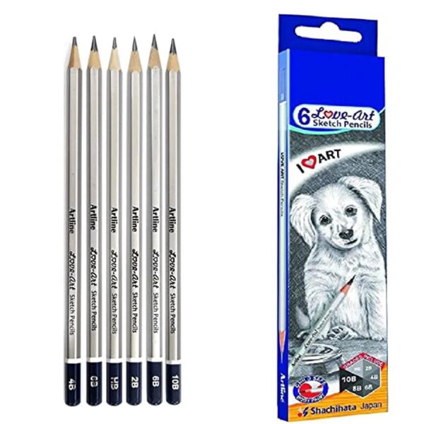 Artline set of 6 Sketch Pencils HB, 2B, 4B, 6B, 8B, 10B