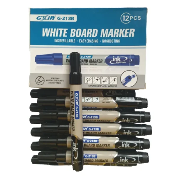 Gxin G-213B কালো রিফিলযোগ্য হোয়াইটবোর্ড মার্কার পেন-12 পিস (321143438) - 321143438