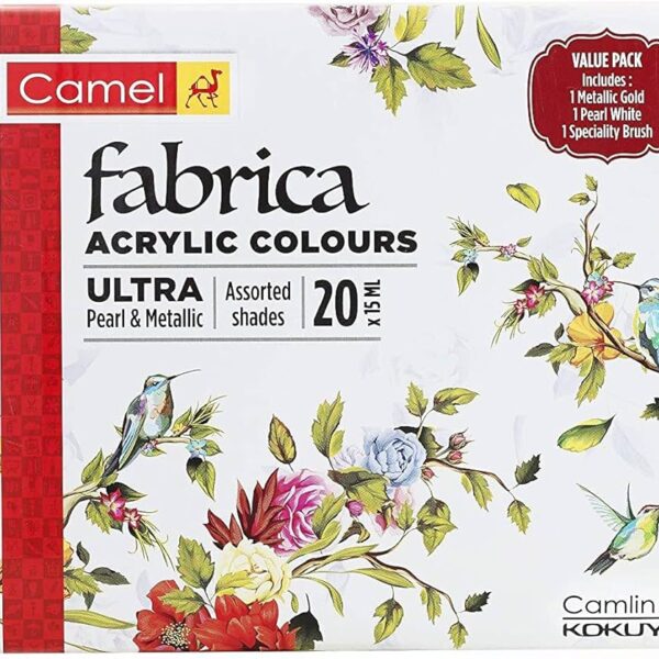 Camel Fabrica Acrylic Ultra Pearl and Metallic Colour Set 15ml 20pc