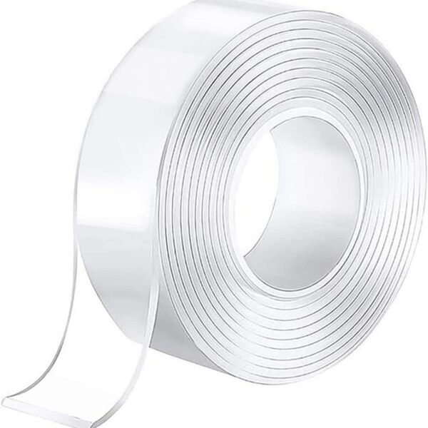 Double Sided Adhesive Silicon Heavy Duty Nano Washi Waterproof Sticky Craft Heat Resistant Anti-Slip Gel Tape for Metal, Glass, Wall (3 m, Transparent)