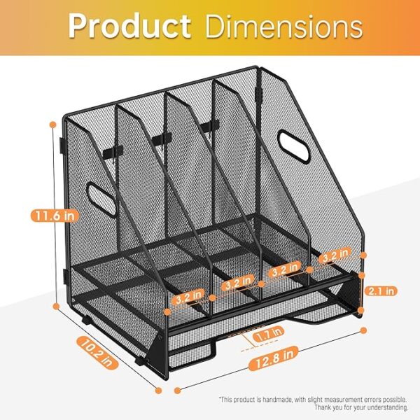 Mesh Magazine Holder,4 Slots File Rack/Tray Black
