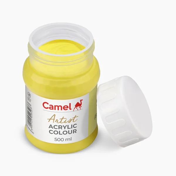 Camel Artist Acrylic Colours Individual jar of Lemon Yellow Sr 2 in 500 ml