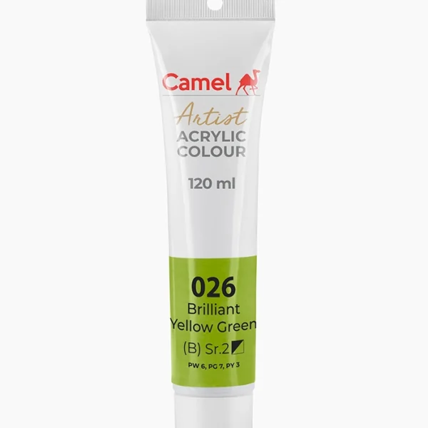 Camel Artist Acrylic Colours Individual tube of Brilliant Yellow Green Sr 2 in 120 ml
