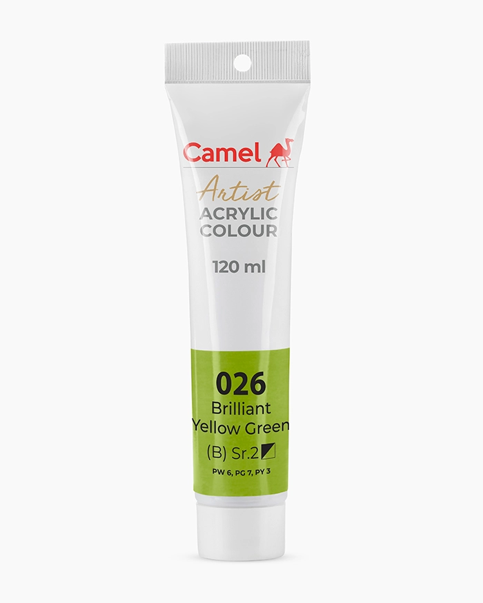Camel Artist Acrylic Colours Individual tube of Brilliant Yellow Green Sr 2 in 120 ml