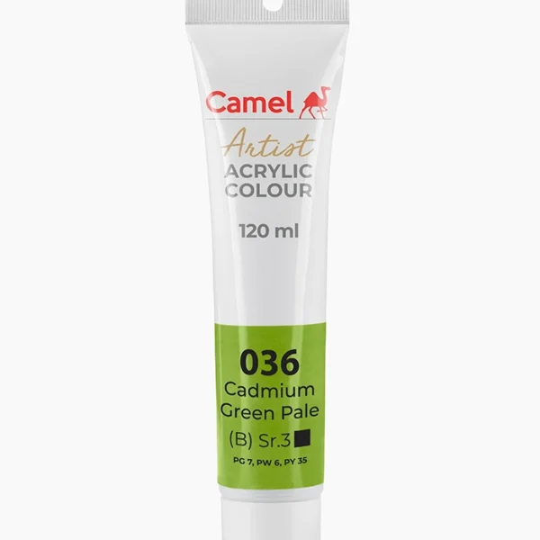 Camel Artist Acrylic Colours Individual tube of Cadmium Green Pale Sr 3 in 120 ml