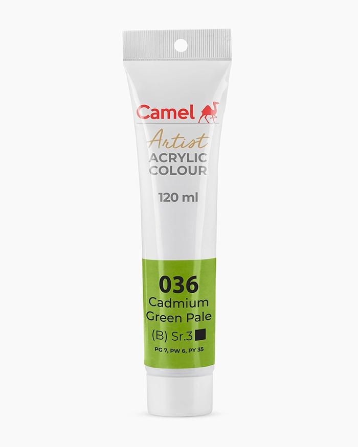 Camel Artist Acrylic Colours Individual tube of Cadmium Green Pale Sr 3 in 120 ml