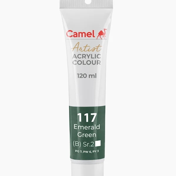 Camel Artist Acrylic Colours Individual tube of Emerald Green Sr 2 in 120 ml