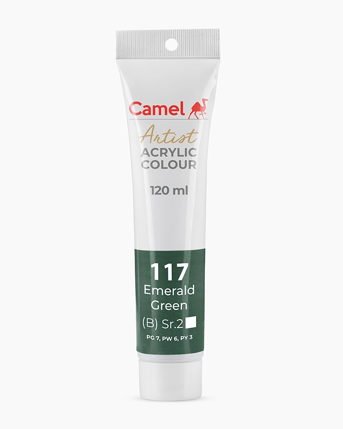 Camel Artist Acrylic Colours Individual tube of Emerald Green Sr 2 in 120 ml