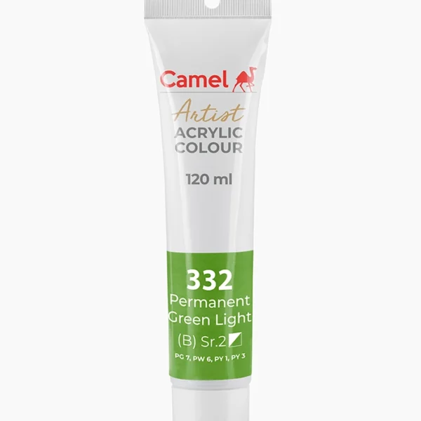 Camel Artist Acrylic Colours Individual tube of Permanent Green Light Sr 2 in 120 ml