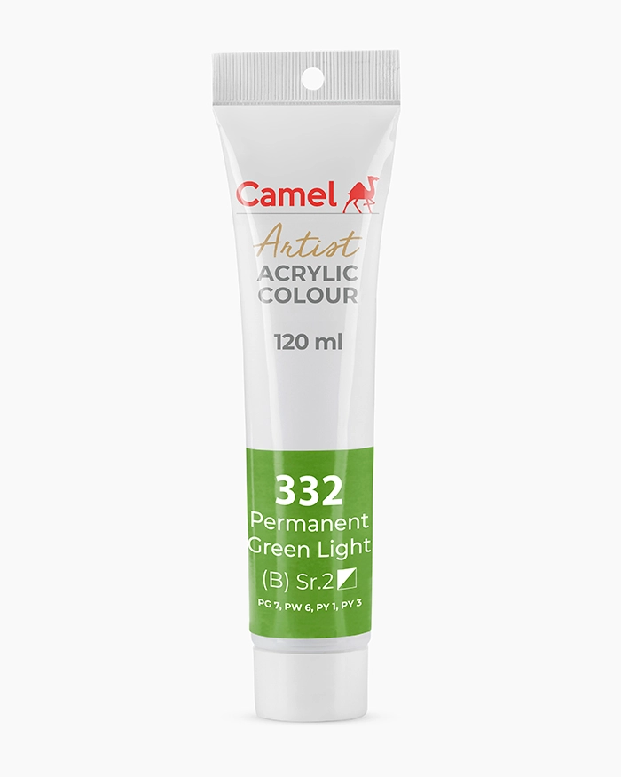 Camel Artist Acrylic Colours Individual tube of Permanent Green Light Sr 2 in 120 ml2