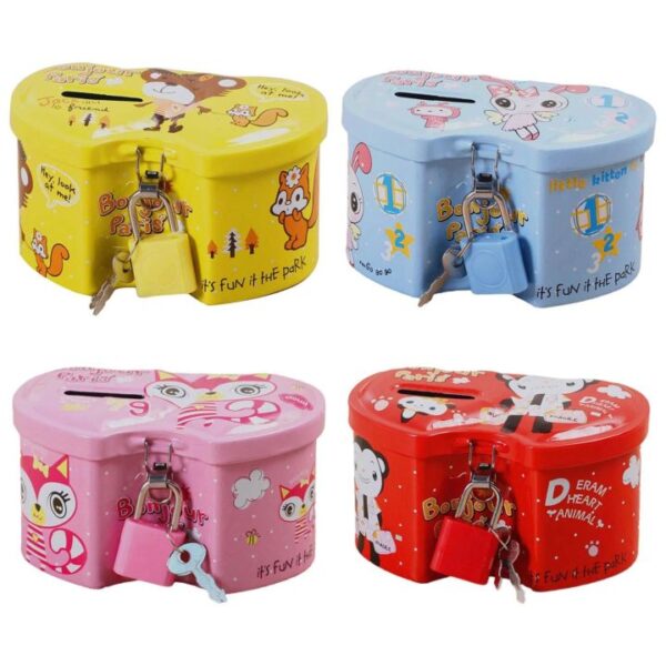 Metal Piggy Bank Coin Safe Storage Box with Lock fs 019