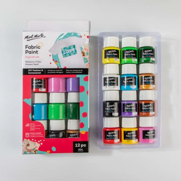Mont Marte Fabric Paint Set 12pc x 20ml