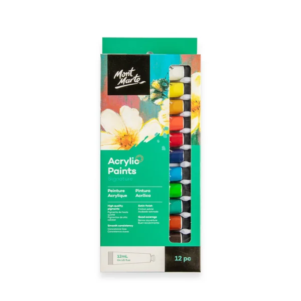 Mont Marte Acrylic Paint - Set 12 Colors (Multicolor)