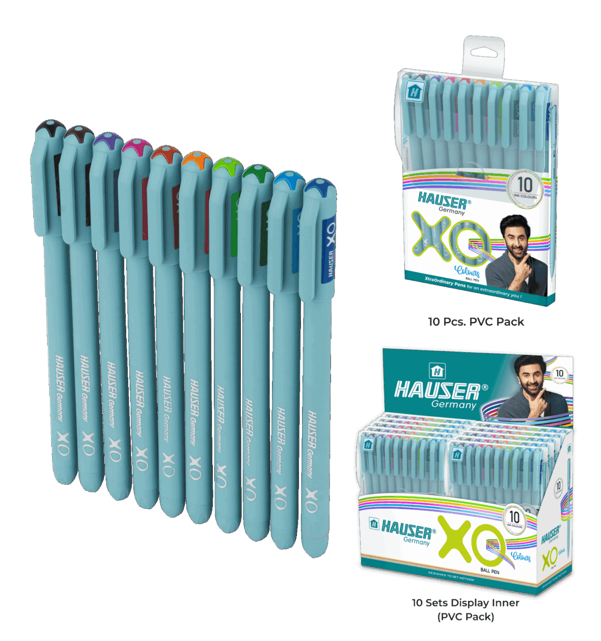 Hauser Germany Xo Ball Pen Set Of 10 ink Colors Cap Type Ball Pen ...
