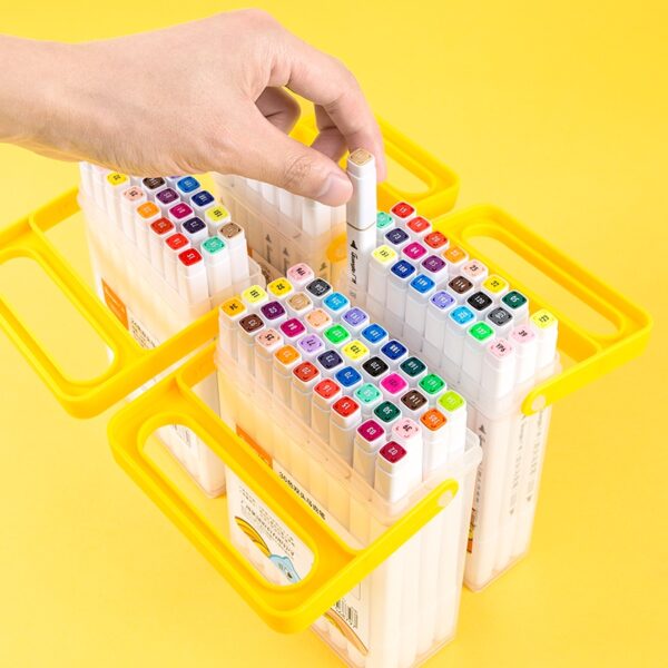GUANGBO PREMIUM 2-HEADED MARKER PEN WITH SQUARE BODY 36/24/12 COLORS - PLASTIC BOX