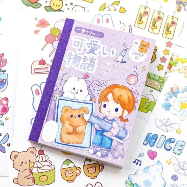 Kawaii Cute Rabbit Sticky Scrapbooking Journal Girls Decorative Label Sticker Book( b)