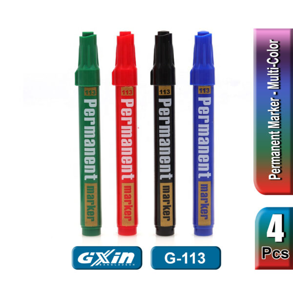 Multi-Color Non Removable Permanent Marker Pen - 4 Pieces
