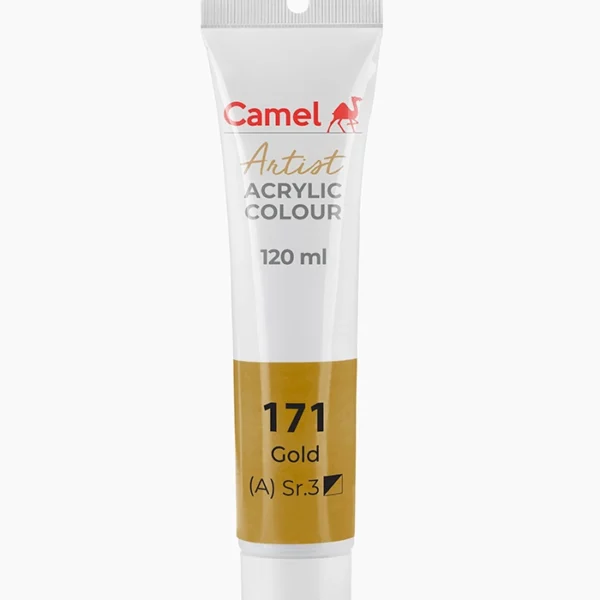 Camel Artist Acrylic Colours Individual tube of Gold Sr 3 in 120 ml