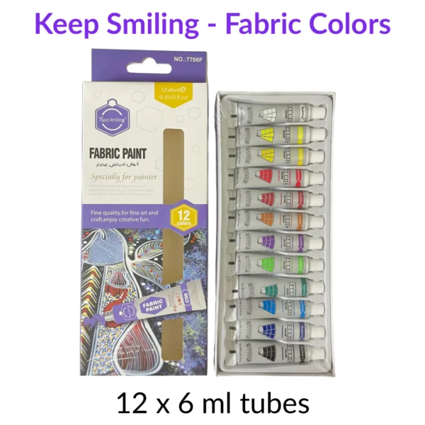 Keep Smiling Fabric Color Paint Set 12ml 12pc