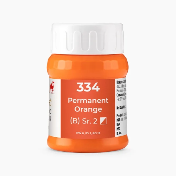 Camel Artist Acrylic Colours Individual jar of Permanent Orange Sr 2 in 500 ml